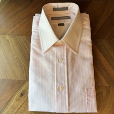Vintage Van Heusen Single Needle Dress Shirt Light Pink Stripe Size 16 32/33