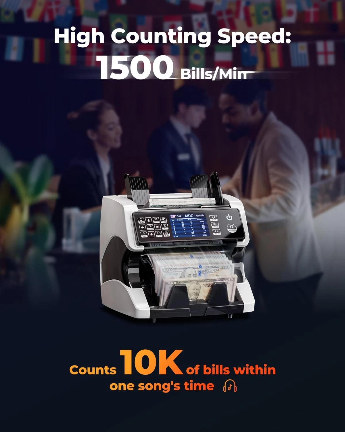 MUNBYN IMC01 Money Counter Machine Mixed Denomination 2CIS UV IR MG MT image 13