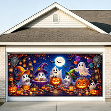 Halloween Garage Door Cover Decorations 6X13Ft Large Cute Ghost Trick or Treat G
