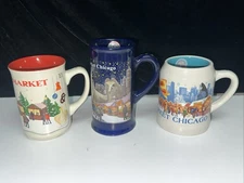 SET OF 3--1990's, 2013, & 2016 Christkindlmarket MUGS CHICAGO FREE SHIPPING