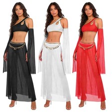 Women Bellydance Birthday Outfits Stage Performance Set Rave With Maxi Skirt