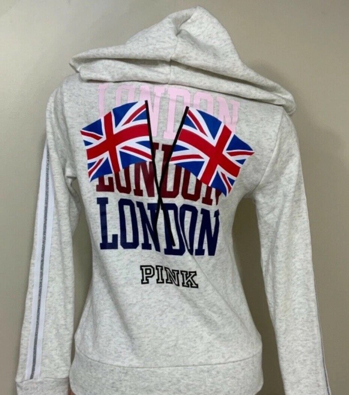 Victorias Secret PINK XS London Hoodie Perfect Full Zip  Limited Edition  NWT