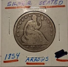 🔥1854 P SEATED LIBERTY HALF DOLLAR  ARROWS 90% SILVER