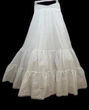 VTG white Nylon petticoat Crinoline Slip Underskirt Tiered Ruffles Prairie Sz 8