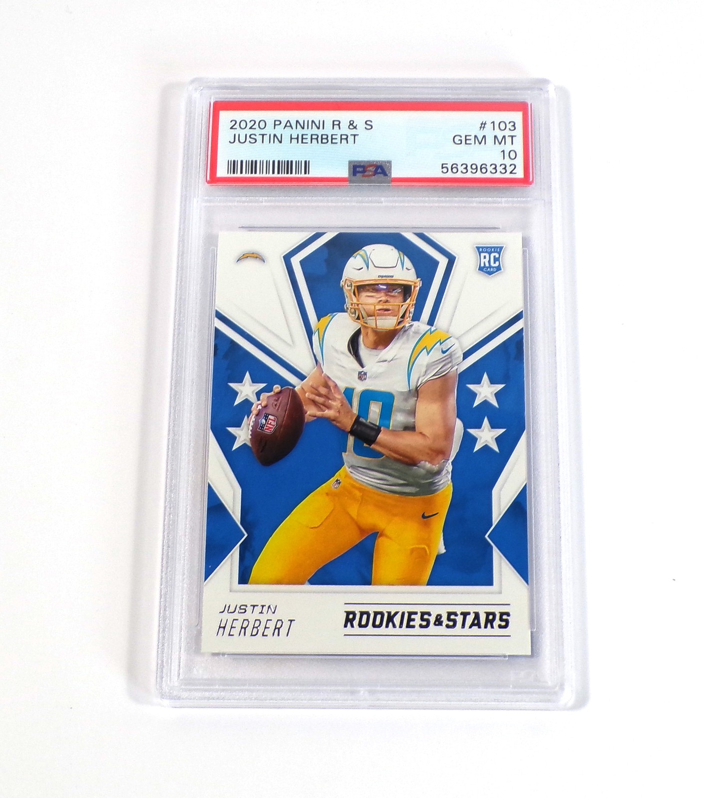 2020 Panini Rookies & Stars Justin Herbert Rookie #103 Chargers PSA 10