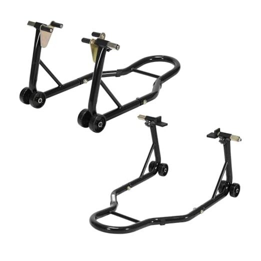 Universal Motorcycle Front and Rear Combo Wheel Lift Paddock Stand with 4 Black