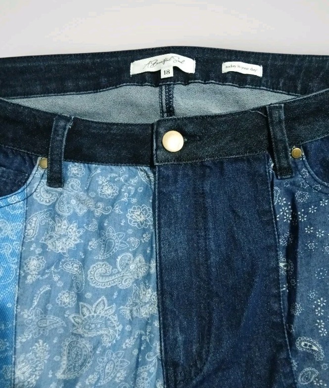 A Beautiful Soul Denim Patchwork Handkerchief Jea… - image 3