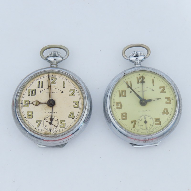 Swiss Alarm Pocket Watches w/ Hinged Back Covers w/ Stand Ability