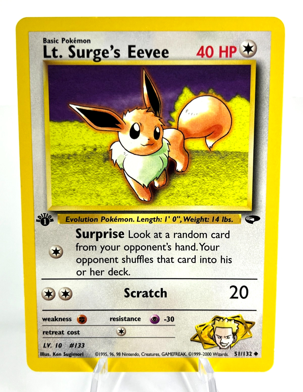 1st Edition Lt. Surge's Eevee 51/132 - Gym Challenge - Uncommon - Pokemon - LP