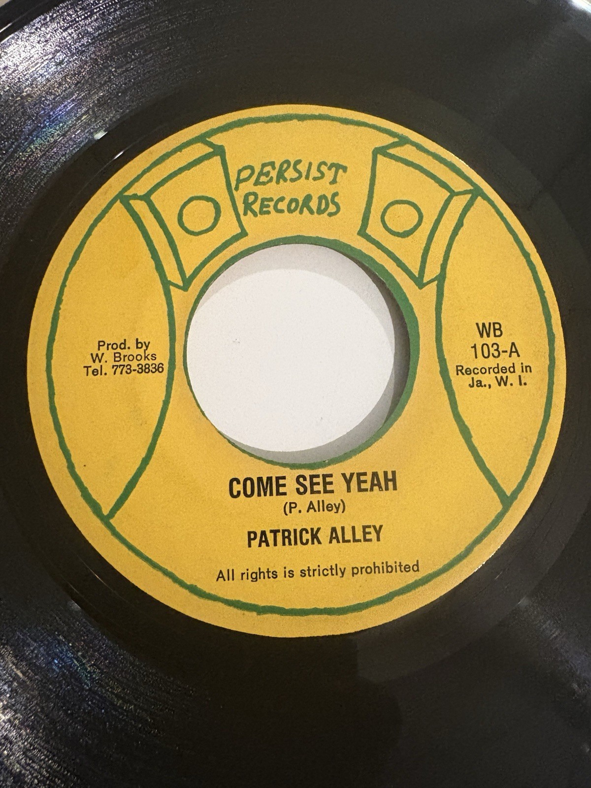 Patrick Alley - Come See Yeah - 7" Roots Reggae Dub Record 45 RPM Persit