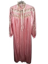 Vintage Greta Gehr Pink Lace Nightgown  Robe Set Size Small Made in USA Peignor