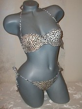 NWT Victoria Secret 32B S Little Leopard Bandeau Swimsuit Bikini