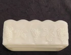 Vintage Anchor Hocking Fire King Milk Glass Rectangular Planter Grape Leaf Motif
