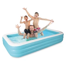 Inflatable Swimming Pool for Kids Adults, 120"X72"X22" Large kiddie Blow Up Pool