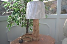 Handmade Turned Natural Cherry wood Table Lamp One Off Piece With Lampshade