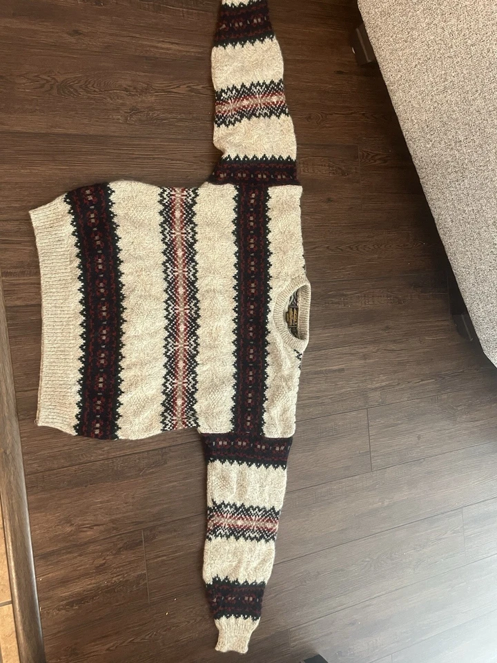 Suéter Eddie Bauer Para Hombre XLarge Cuello Redondo Multicolor Texturizado Invierno Cabina Esquí Foto 2 de 4