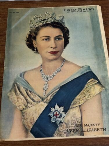 Vintage 31 maggio 1953 Sunday News Queen Elizabeth Incoronation Marylin Monroe Advert - Foto 1 di 8