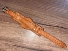 16mm brown leather handmade WW1 WW2 army pilot trench watch bund strap cuff band