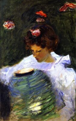 Oil painting flowers young girl Carnation-Lily-Lily-Rose-John-Singer-Sargent 36''