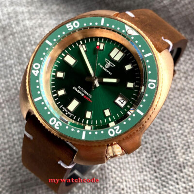 CUSN8 solid Bronze Case Tandorio Green Dial NH35A PT5000 Automatic mens Watch