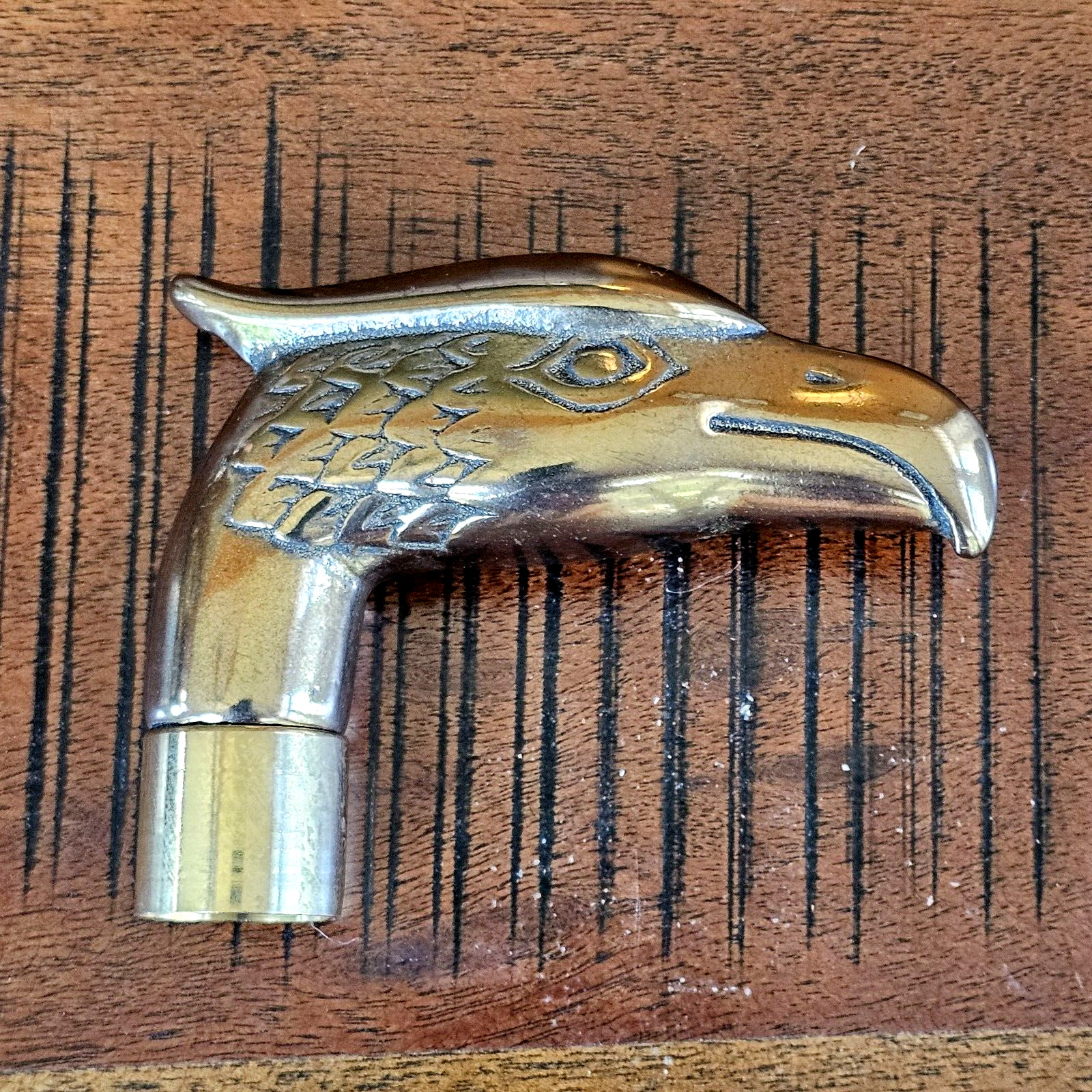 Brass Hawk Eagle Head Cane Handle Walking Stick - image 1
