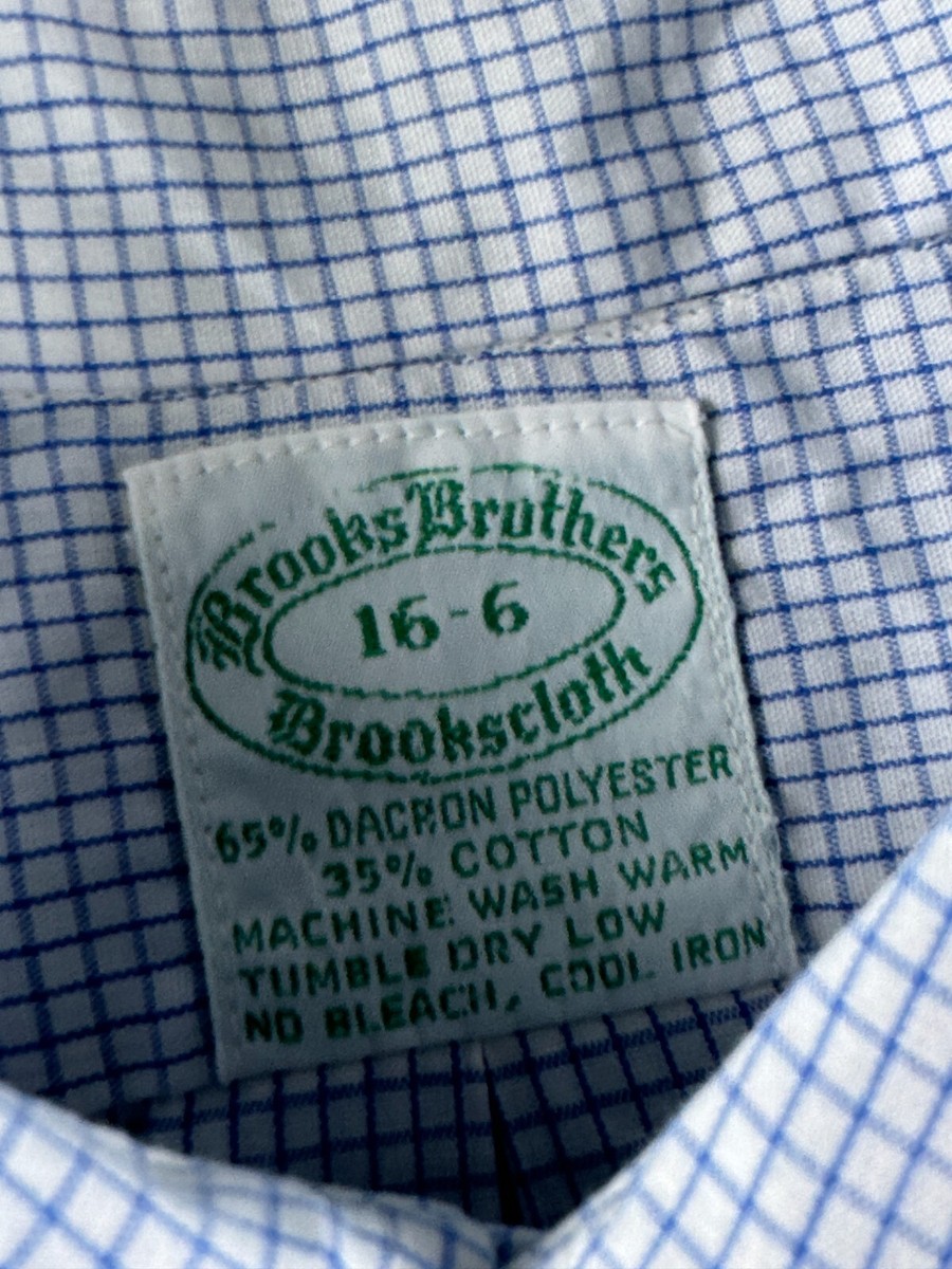 VTG 70s 80s Brooks Brothers Button Up Shirt Blue Check 16 36