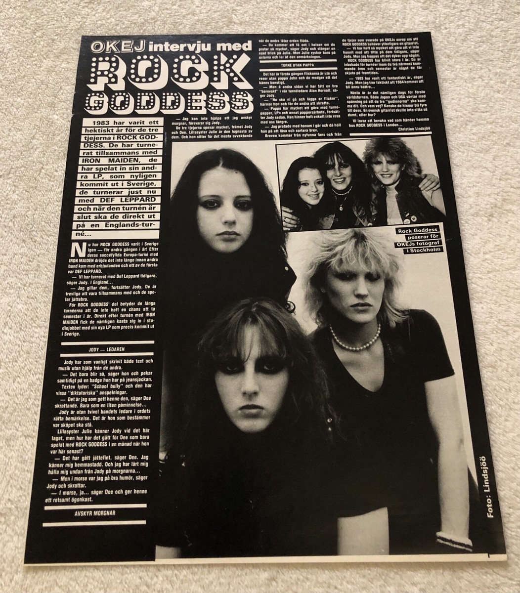 ROCK GODDESS 1983 Clipping Poster Swedish Music magazine Okej