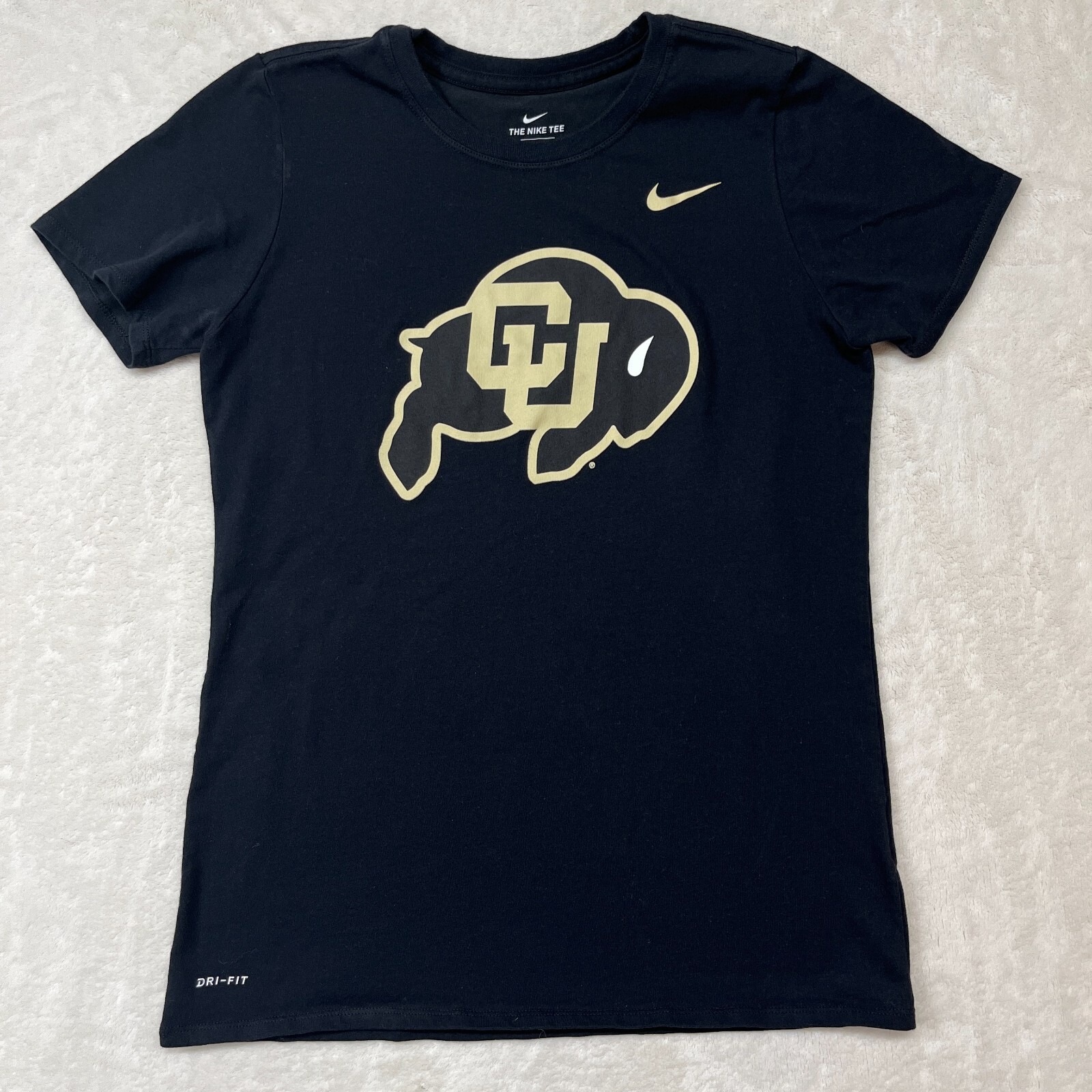 NIKE CU Buffs Logo The Nike Tee Athletic Cut T-Shirt Adult Size S Swoosh Black