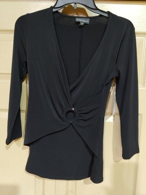 Bold Elements Women's Black Long Sleeve Stretch Blouse Size XS