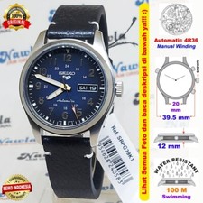 Brand New Seiko 5 Sports SRPG39K1 Day Date Automatic Blue Dial Military Leather