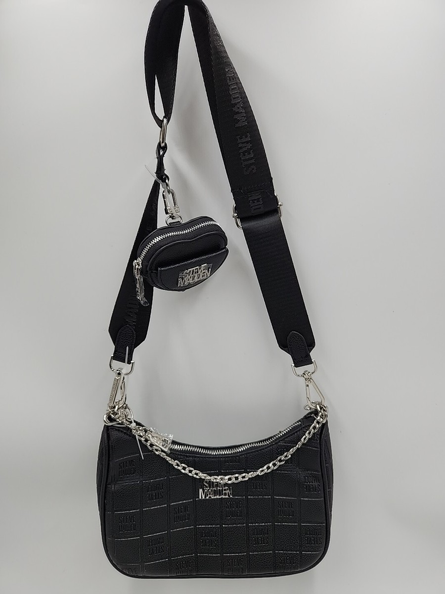 NEW Steve Madden Btamela Heart Hangof Purse. Black | eBay