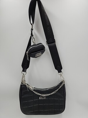 NEW Steve Madden Btamela Heart Hangof Purse. Black | eBay