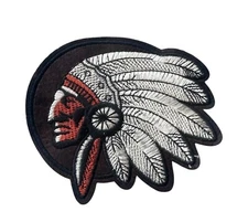 Indian Head Embroidered iron on Patch 4 3/4 x 4 inch