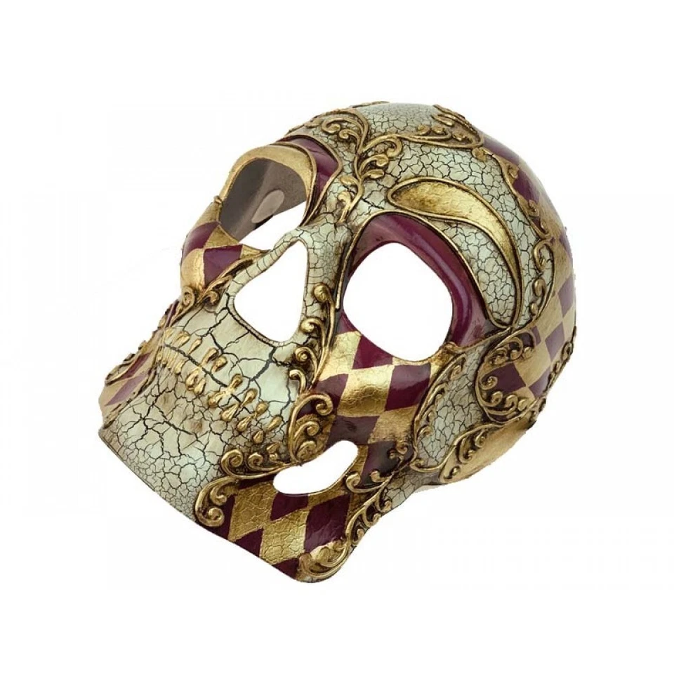 Men's Full Face Skull Day of the Dead Halloween Masquerade Mask [Purple/Gold] - Image 3 of 3