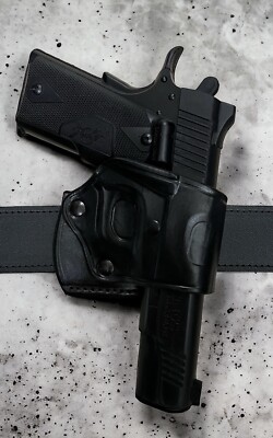 Right Hand Black Leather OWB Yaqui Belt Holster for Any Nonrail 3  4  5  1911