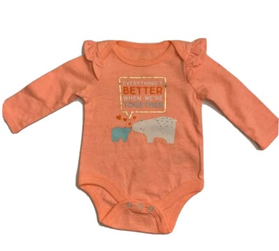 Cat & Jack ''Everythings Better When Were Together One Piece 0/3 Months Coral NEW