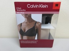 Calvin Klein 2 Pack Microfiber Wirefree Bra - Size M - Black/Honey Brand New 