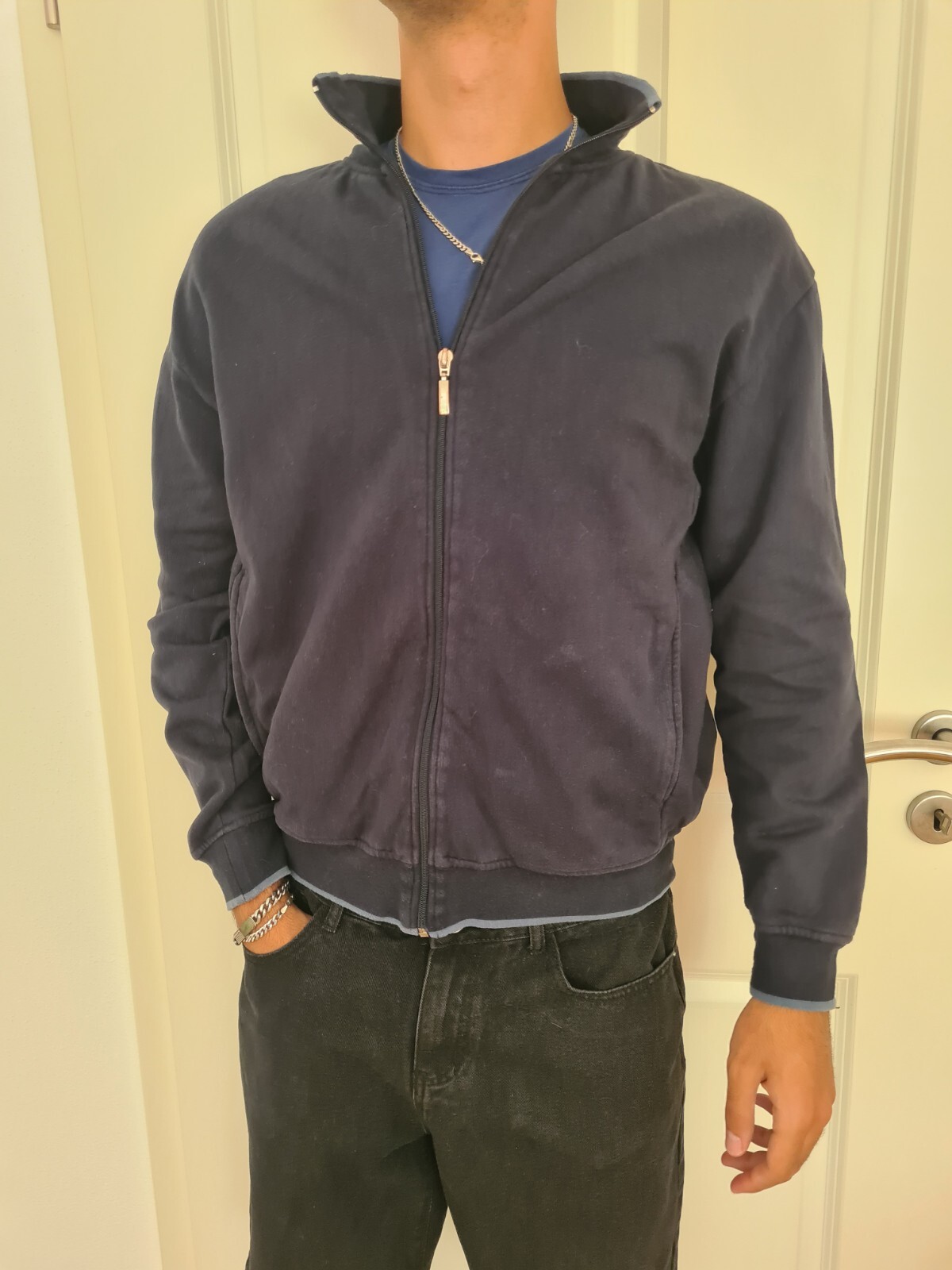 Dunkelblaue Herren Sweatjacke Jacke von TCM Gr. 48/50 entspricht L