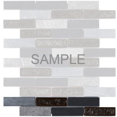 Black Marquina Marble Mosaic Tile Crackle Glass Brick Joint Wall Backsplash