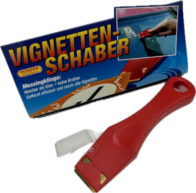 1 X Vignettenschaber mit Messingklinge Pickerl Vignette entfernen Glasschaber