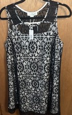 Simply Noelle Womens Sleeveless Black Lace Overly Mid Dress Size S/M 8-10 NWT