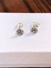 Silver Plain Flower Stud Earrings 925 Sterling Silver Dainty Tiny Post 5.5mm