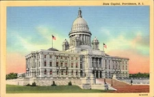 State Capitol Building View Providence Rhode Island 1940's Postcard Unused R.I.