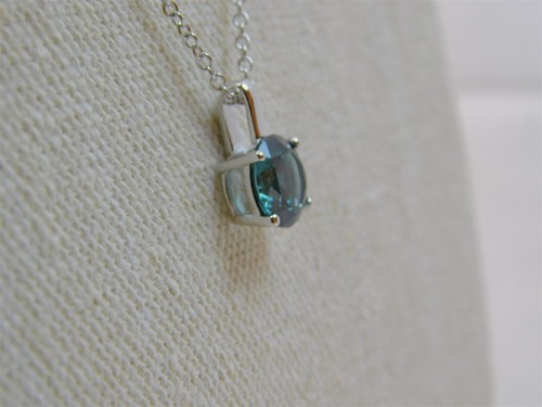 Colgante de topacio azul de laboratorio de rodio sobre esterlina y collar de ley NUEVO JTV - Imagen 2 de 6