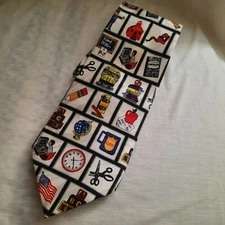 Steven Harris Hand Made Novelty Neck Tie School Images 58"Long 3.75"wide 