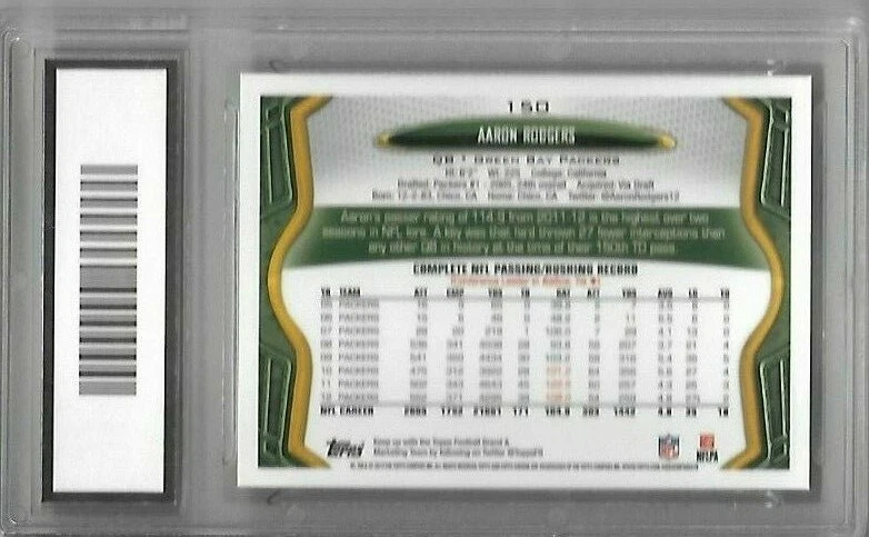 PGA gem mint 10 Aaron Rodgers Topps Chrome 2013 Green bay Packers #150 - Image 2 of 2