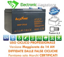 BATTERIA 12V 14AH PIOMBO GEL CICLICA AGM BICICLETTE 12A AGM CARROZZINA AMPERE