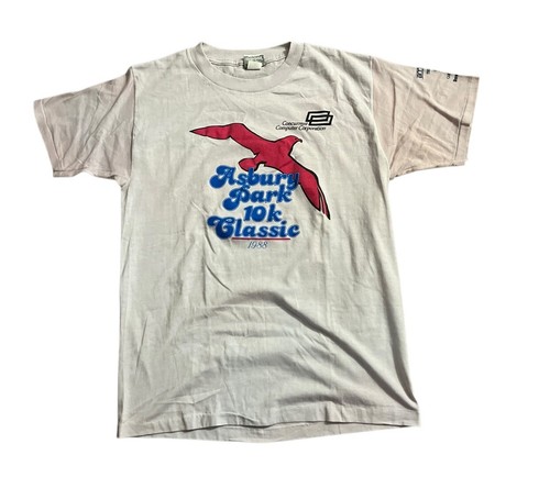 Vintage 80s Adidas Asbury Park NJ 10k Classic Trefoil Running Shirt S/M 1988