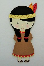 Thanksgiving Native American Indian Girl Die Cut Paper Scrapbook Embellishment