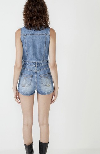 Bardot denim romper in vintage. Large NWT - Picture 3 of 12